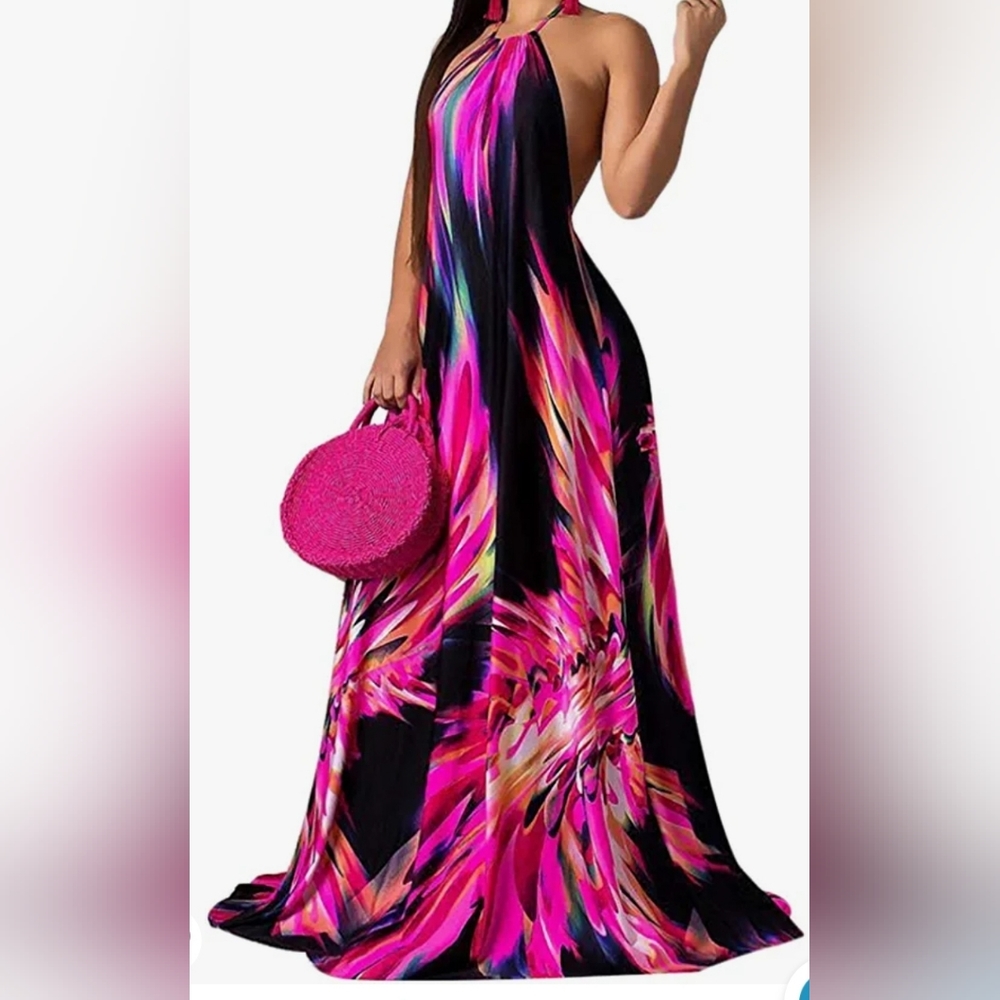 Sleeveless Long Halter Top Maxi Dress